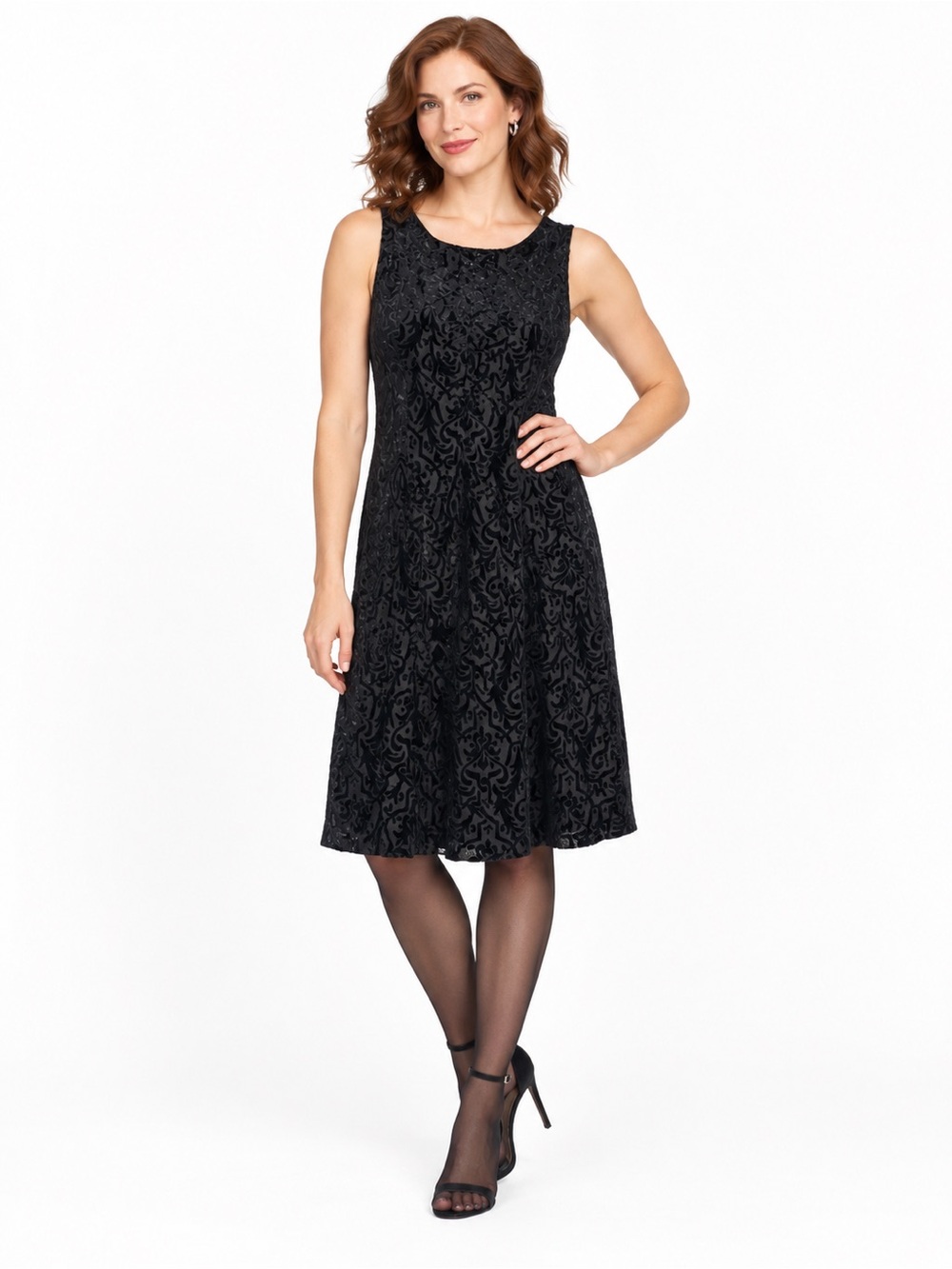 New York & Company Y2K Black Burnout Velvet Whimsigoth Dress Size 12